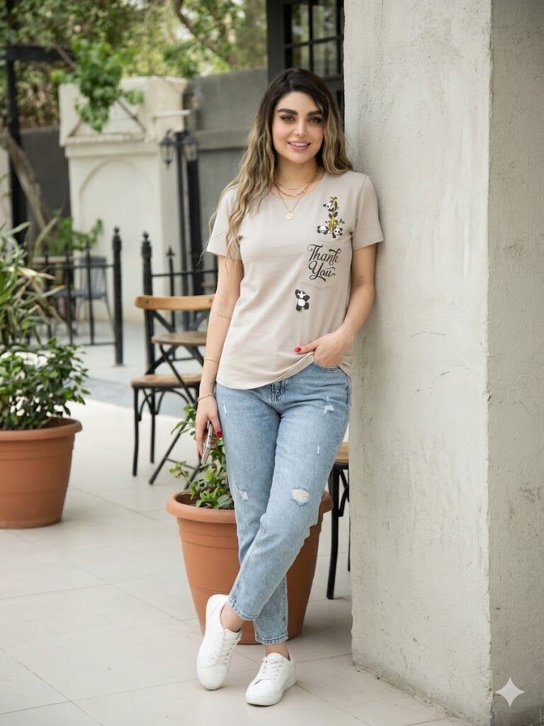 تیشرت زنانه جیب دار